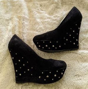 🌟Black and gold wedges